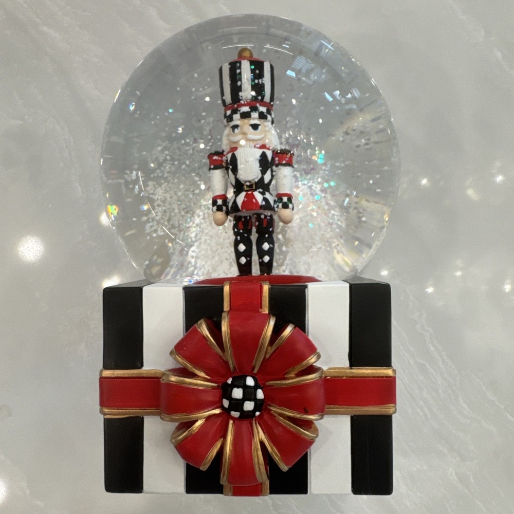 New Mackenzie Childs Christmas Nutcracker Snow Globe